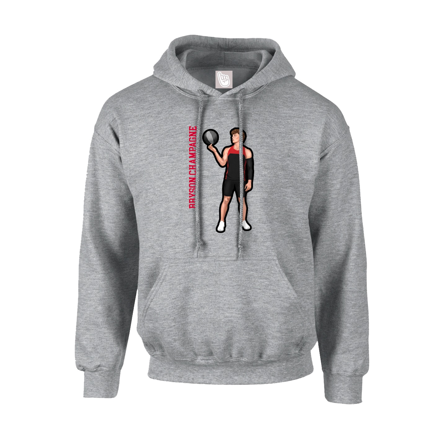 Youth Hoodie — Name Vertical in Grey