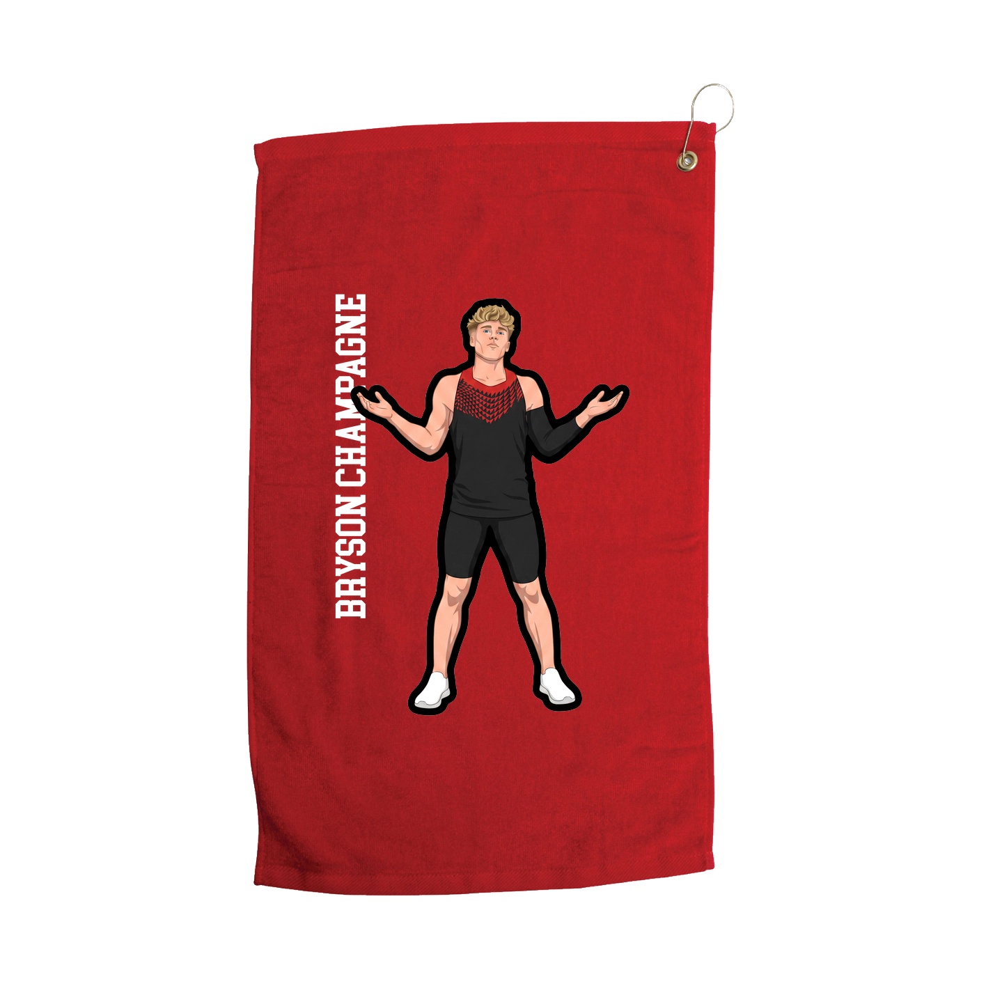 Golf Towel — Name Vertical in Red