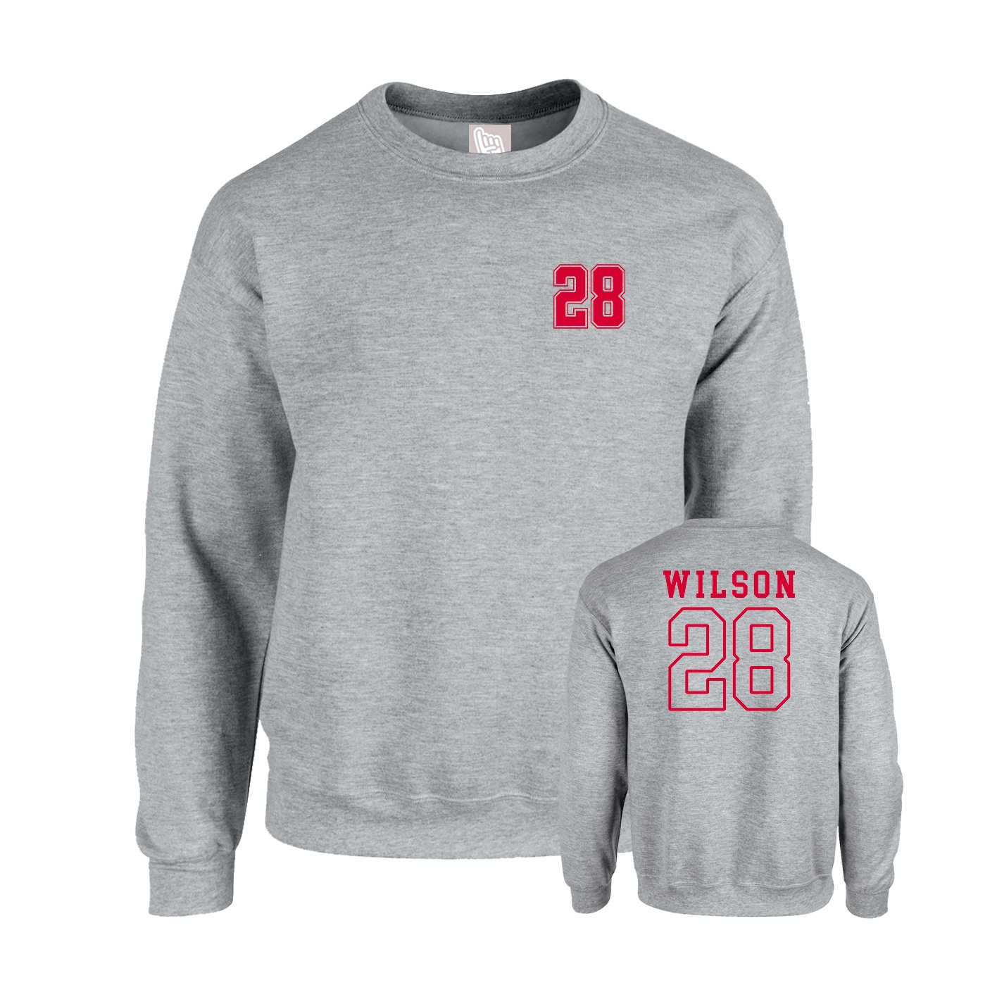 Fleece Crew — Chest Back in Grey