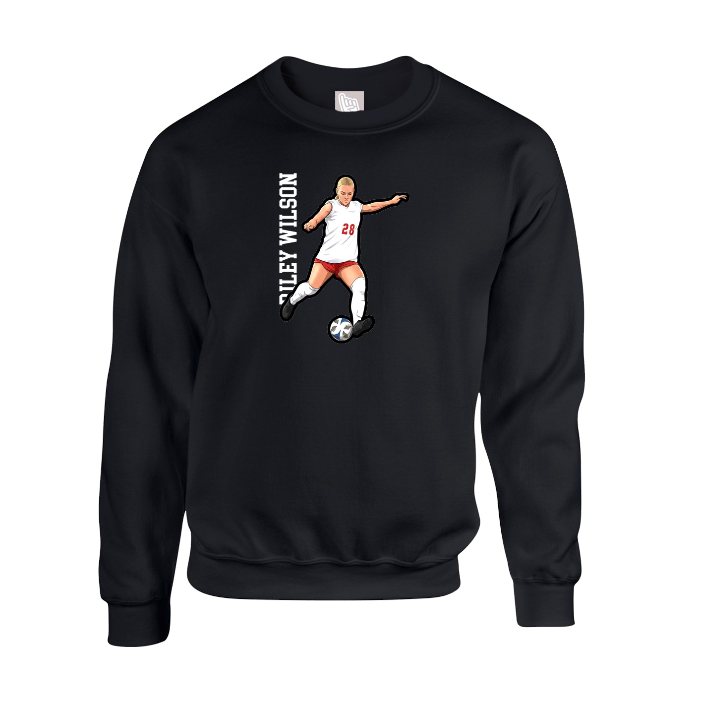 Fleece Crew — Name Vertical in Black