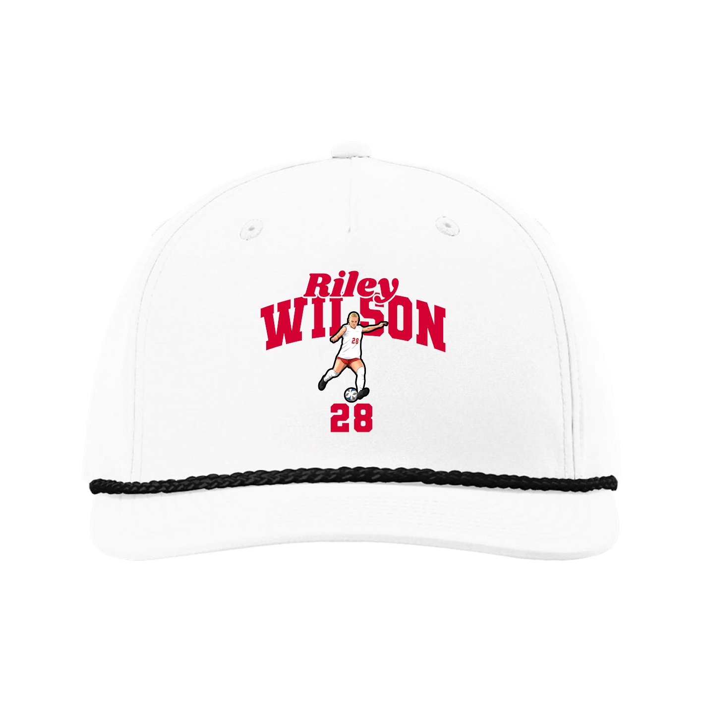 Five-Panel Classic Rope Cap — Signature Arch in White