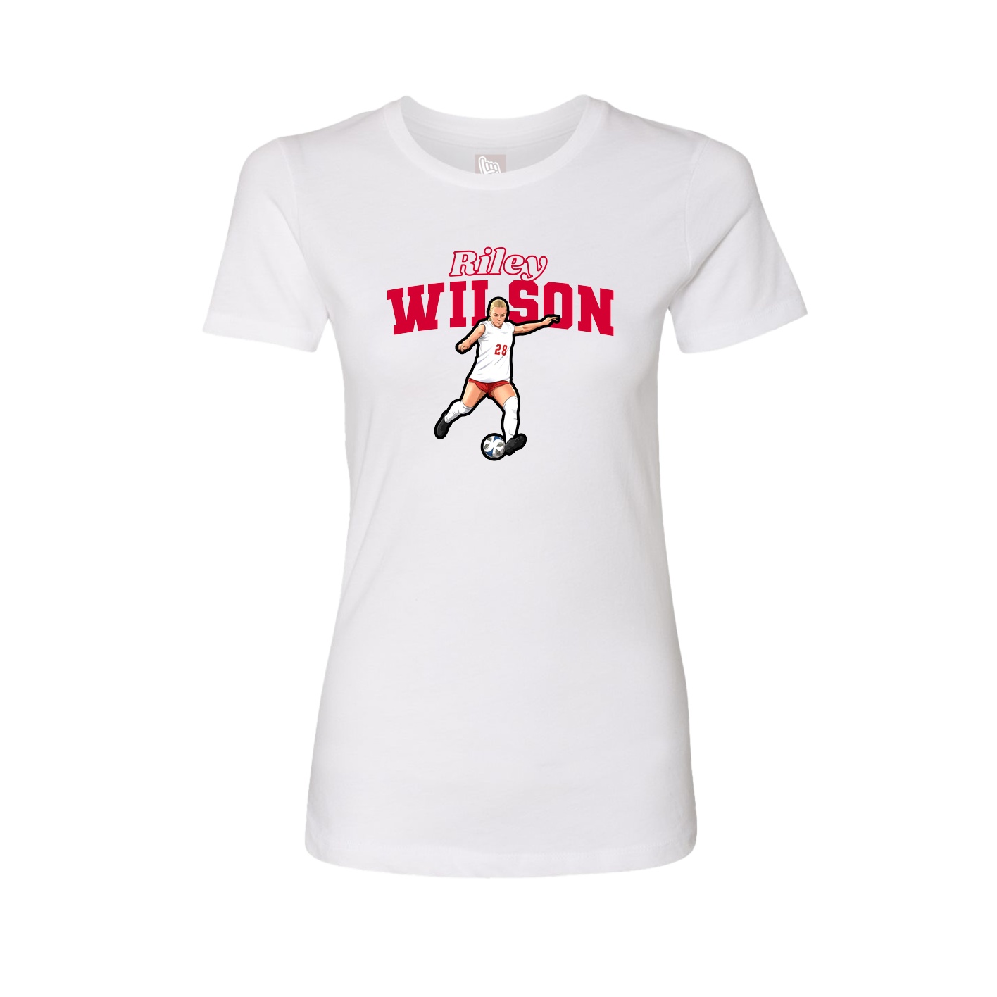 Fitted Women's Tee — Name Arch in White