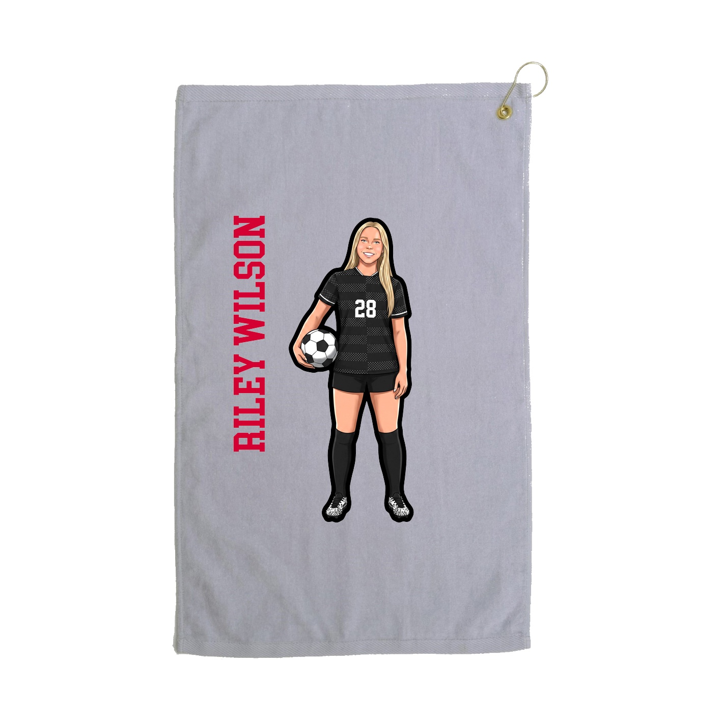 Golf Towel — Name Vertical in Grey