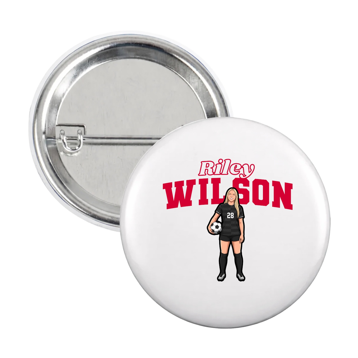 Game Day Button — Name Arch in White
