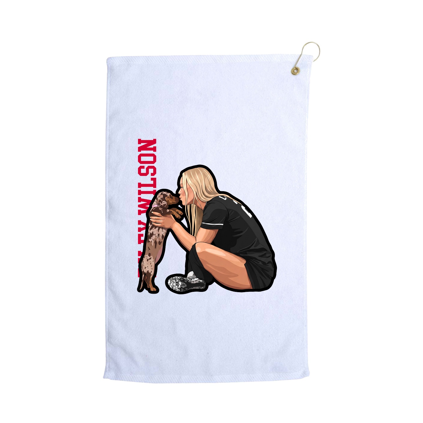 Golf Towel — Name Vertical in White