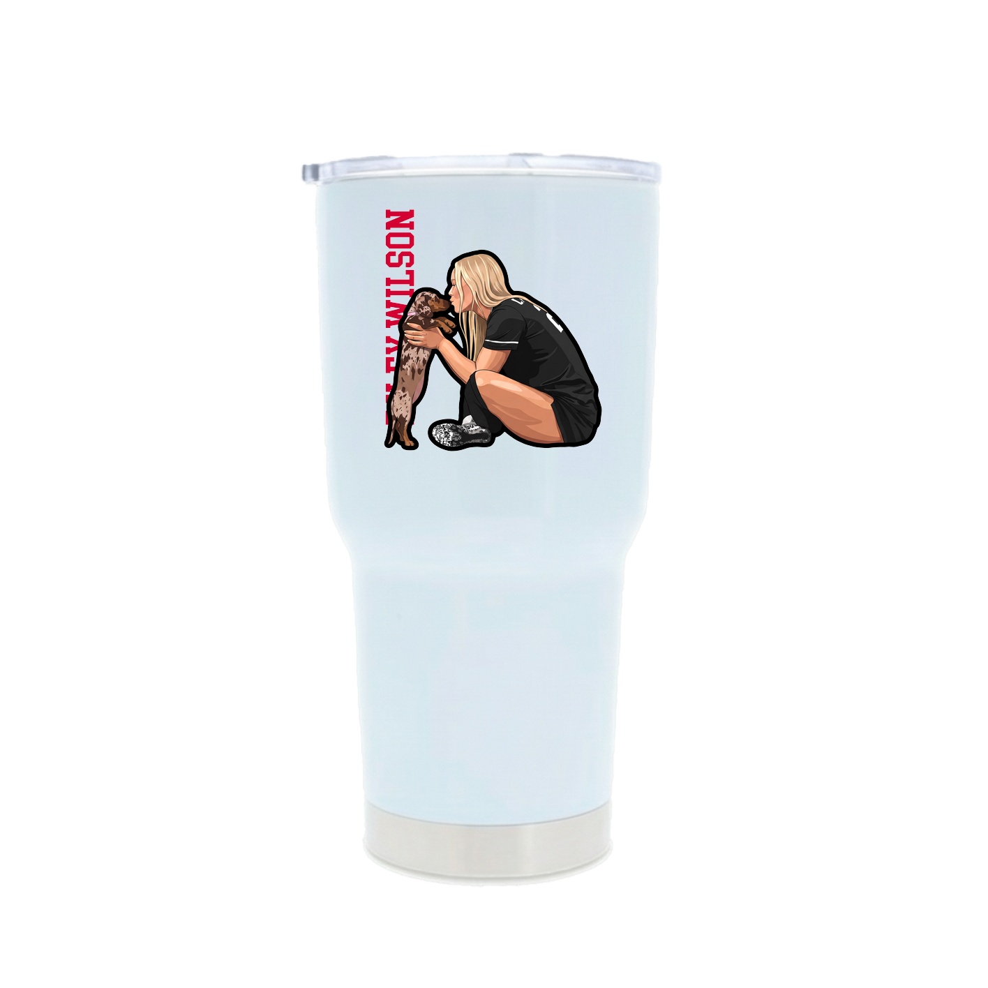 30oz Stainless Steel Tumbler — Name Vertical in White
