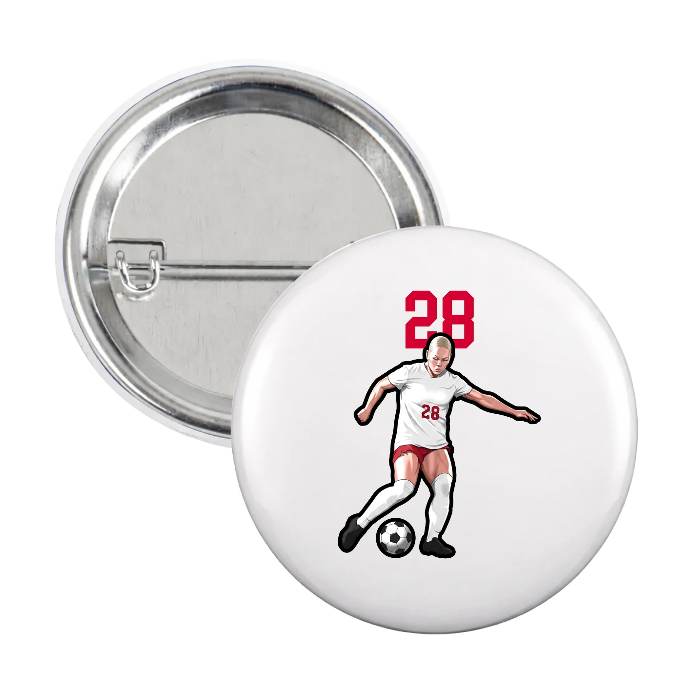 Game Day Button — Number Top in White