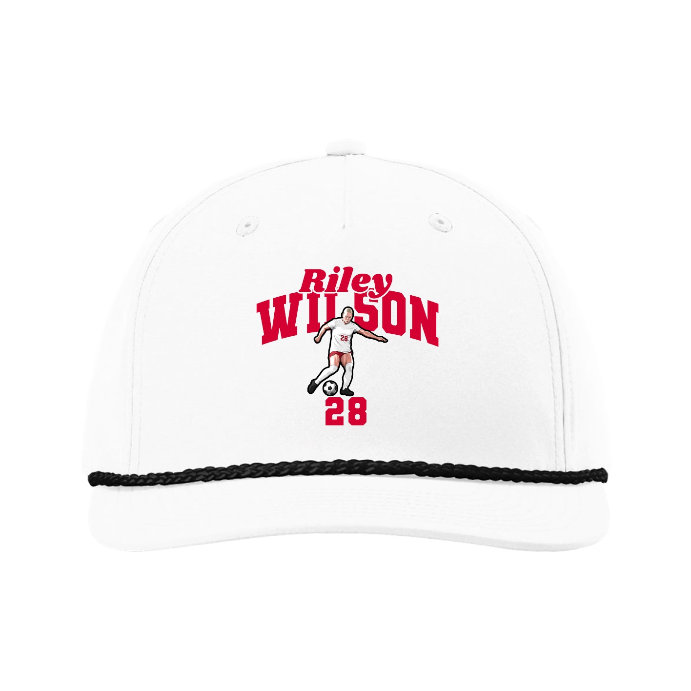 Five-Panel Classic Rope Cap — Signature Arch in White