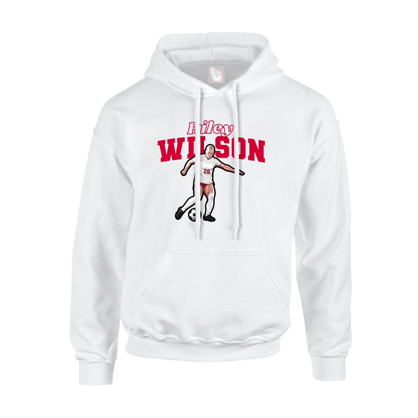 Youth Hoodie — Name Arch in White