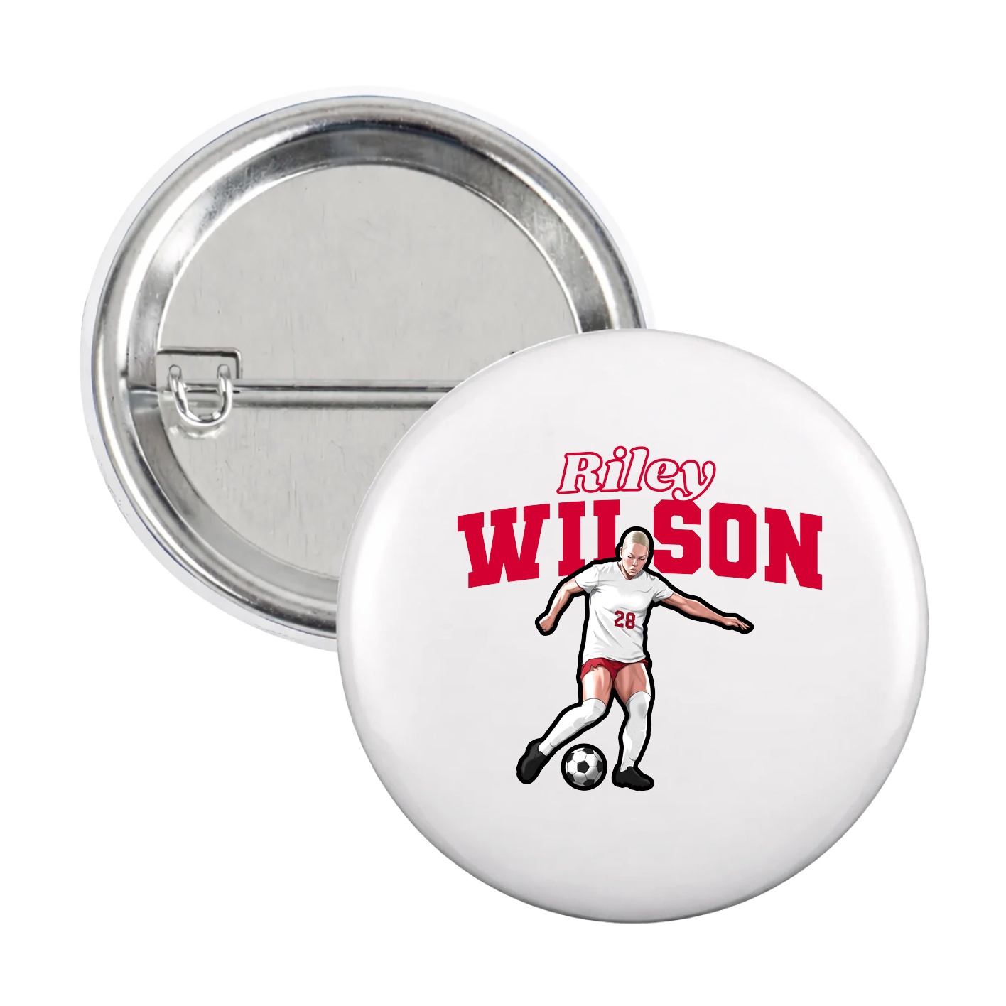 Game Day Button — Name Arch in White