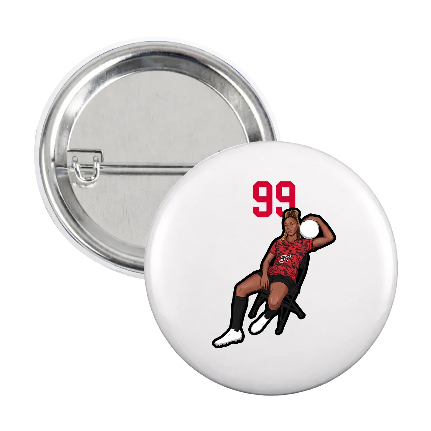 Game Day Button — Number Top in White