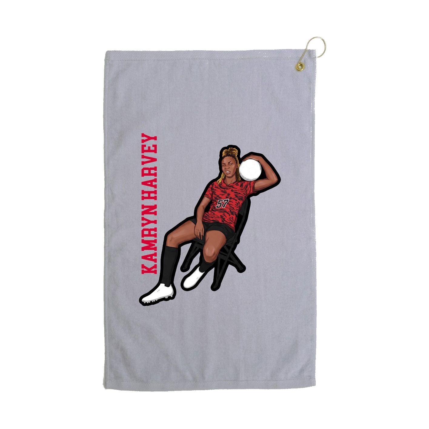 Golf Towel — Name Vertical in Grey