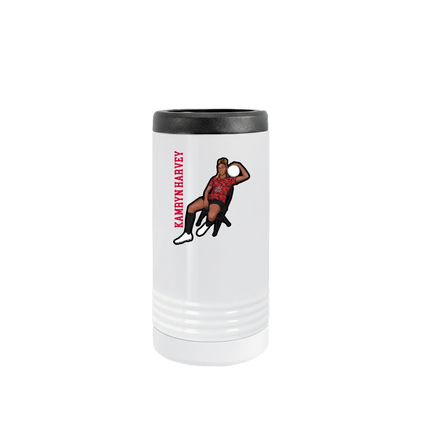 Slim Beverage Holder — Name Vertical in White