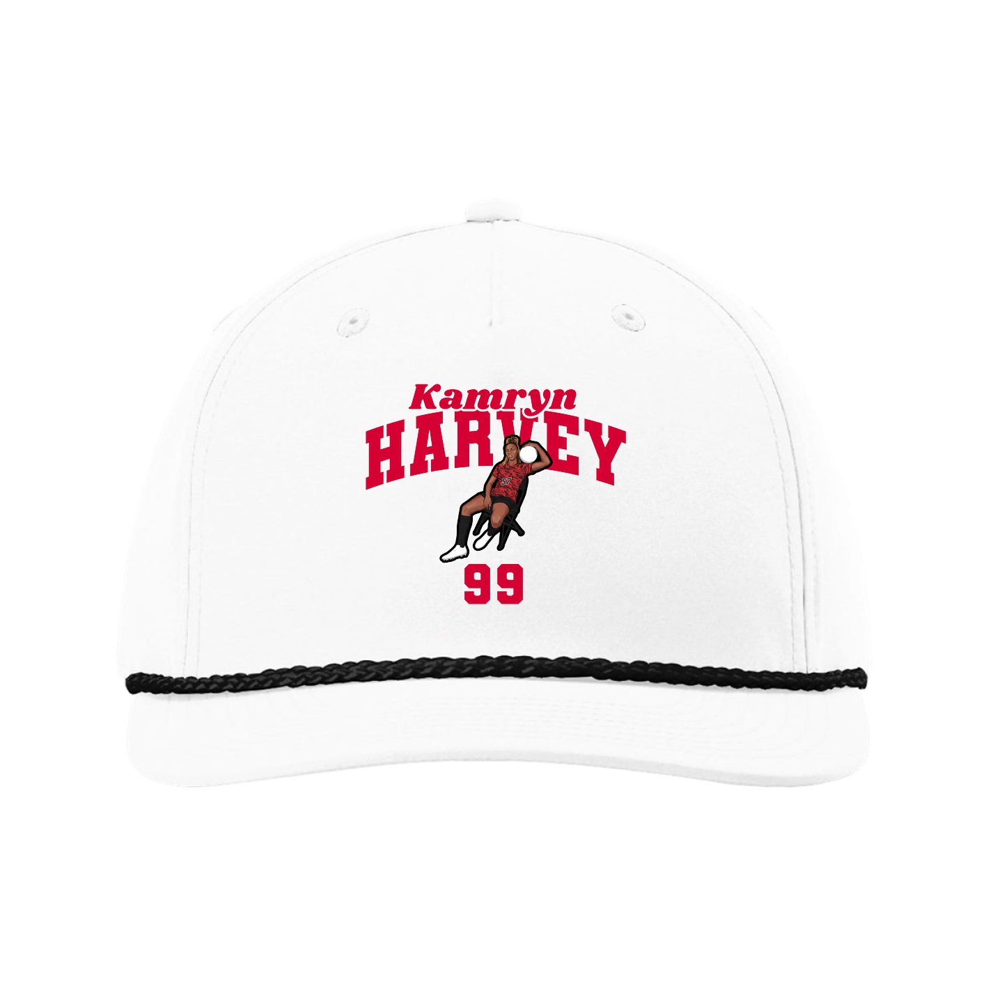 Five-Panel Classic Rope Cap — Signature Arch in White