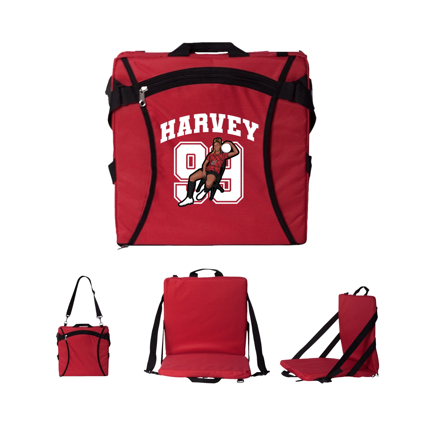 Folding Stadium Seat — Number in Red
