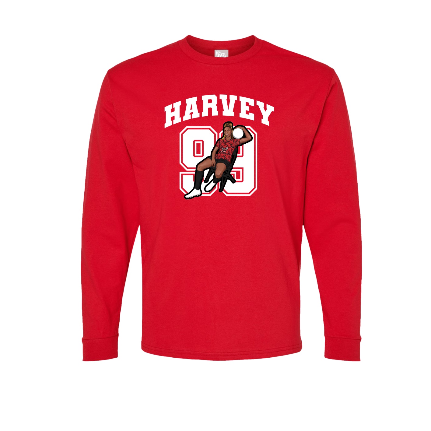 Long Sleeve Tee — Number in Red
