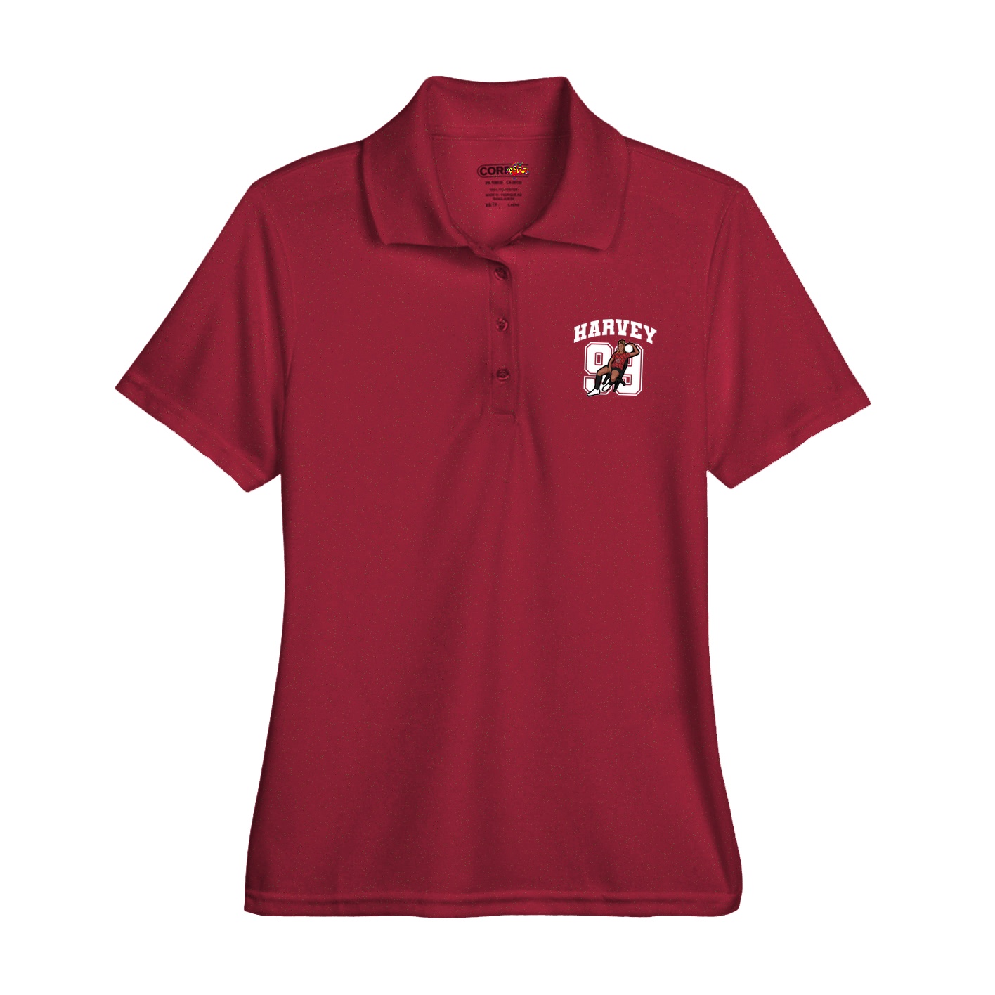 Womens Performance Polo — Number in Red