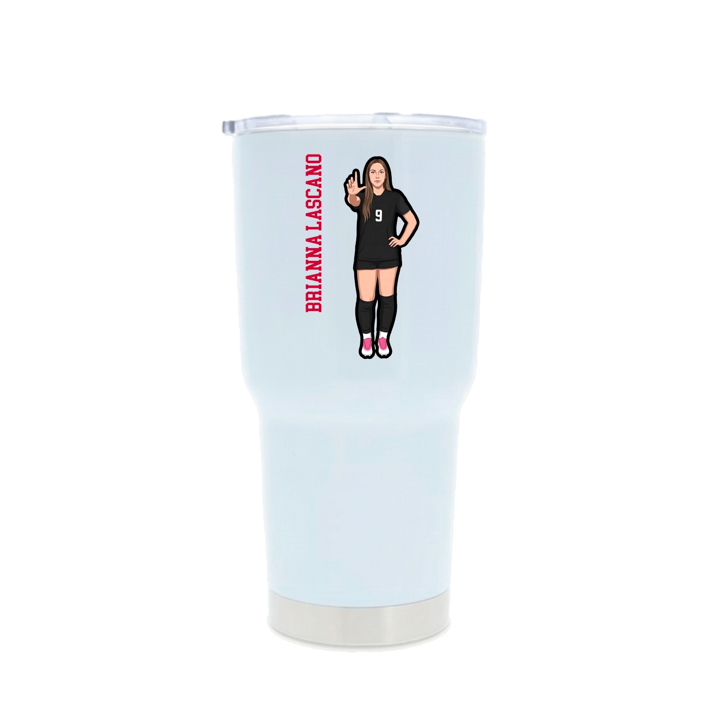 30oz Stainless Steel Tumbler — Name Vertical in White