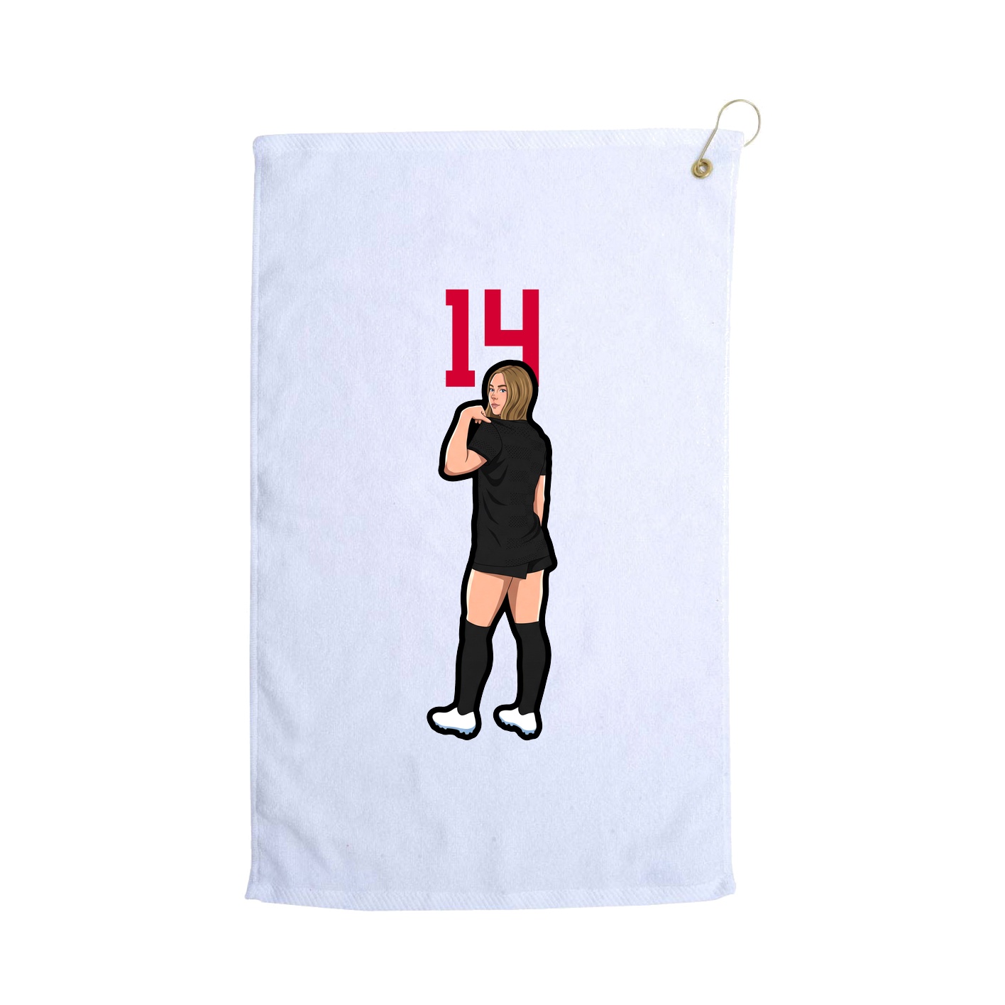 Golf Towel — Number Top in White