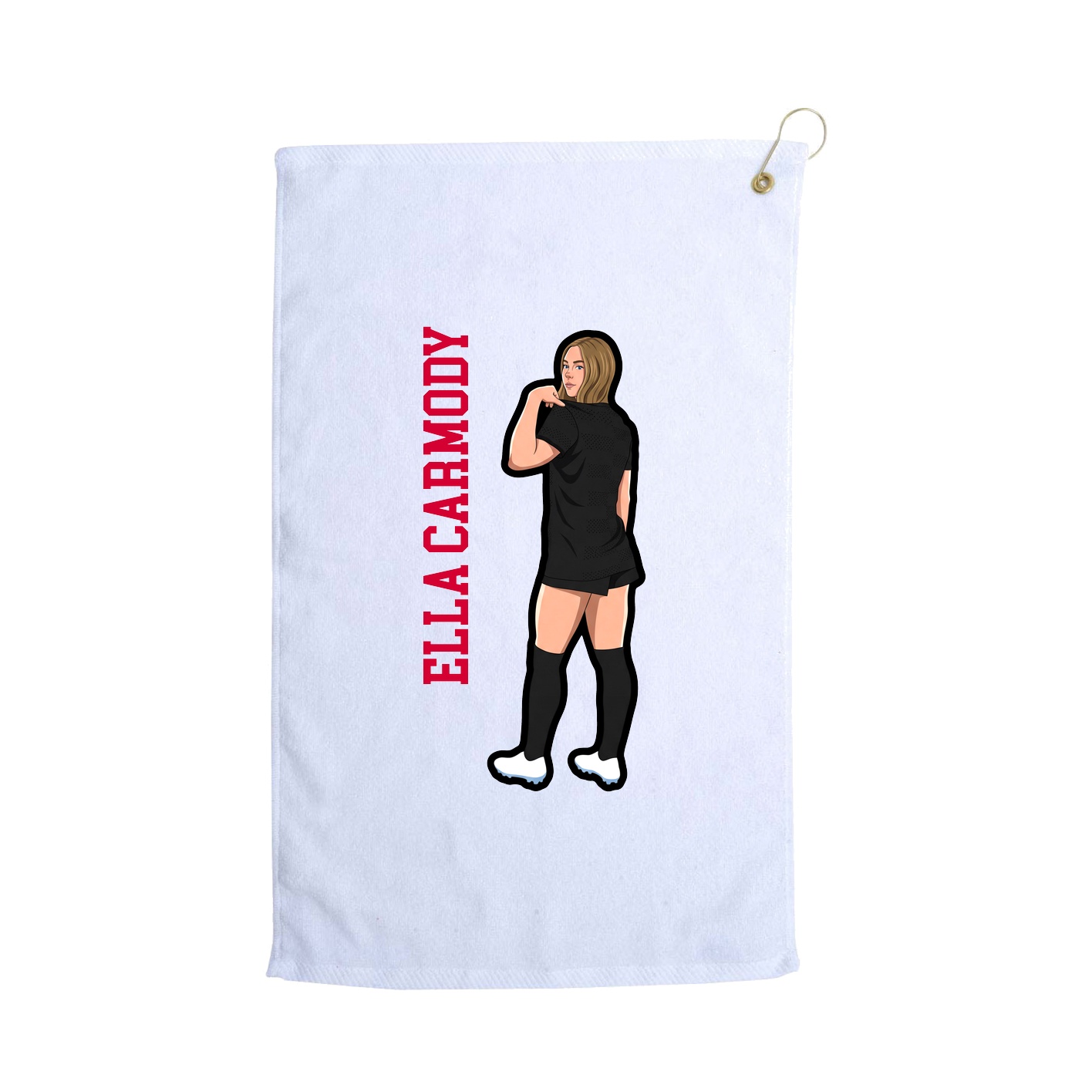 Golf Towel — Name Vertical in White