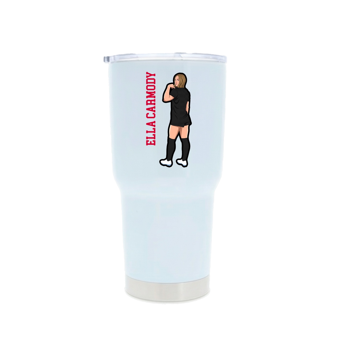 30oz Stainless Steel Tumbler — Name Vertical in White