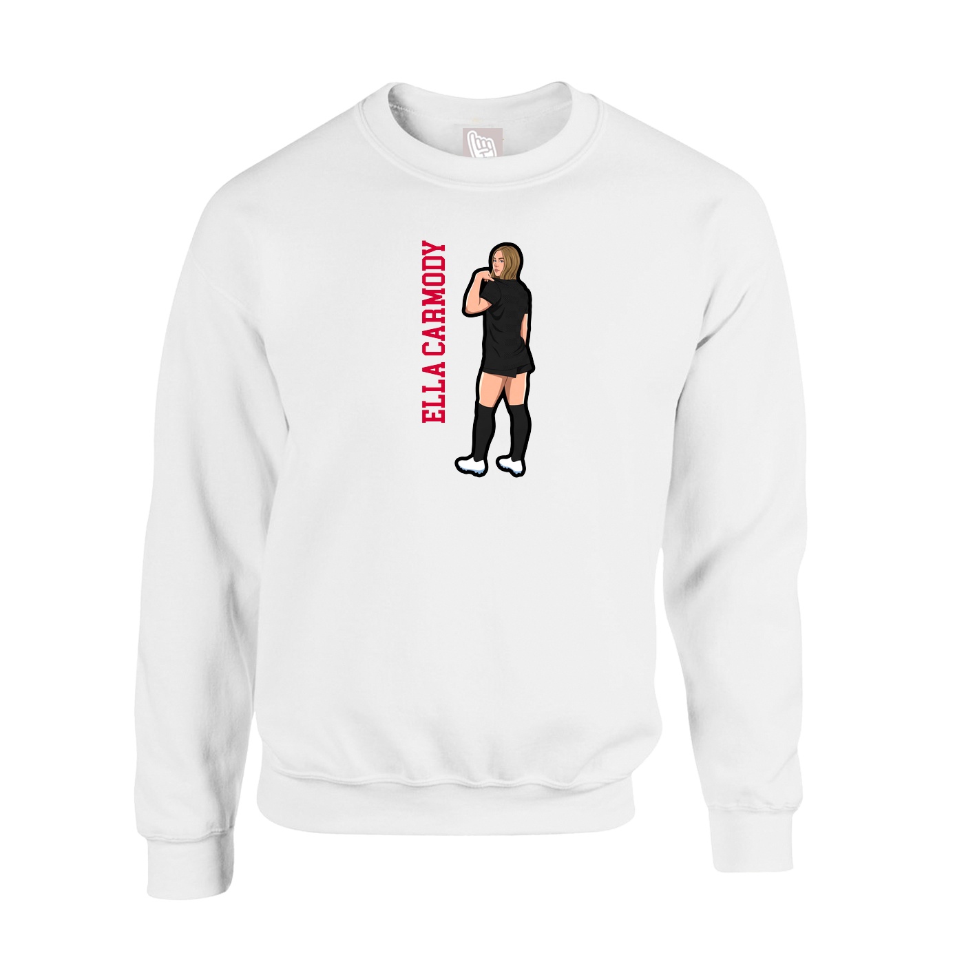 Fleece Crew — Name Vertical in White