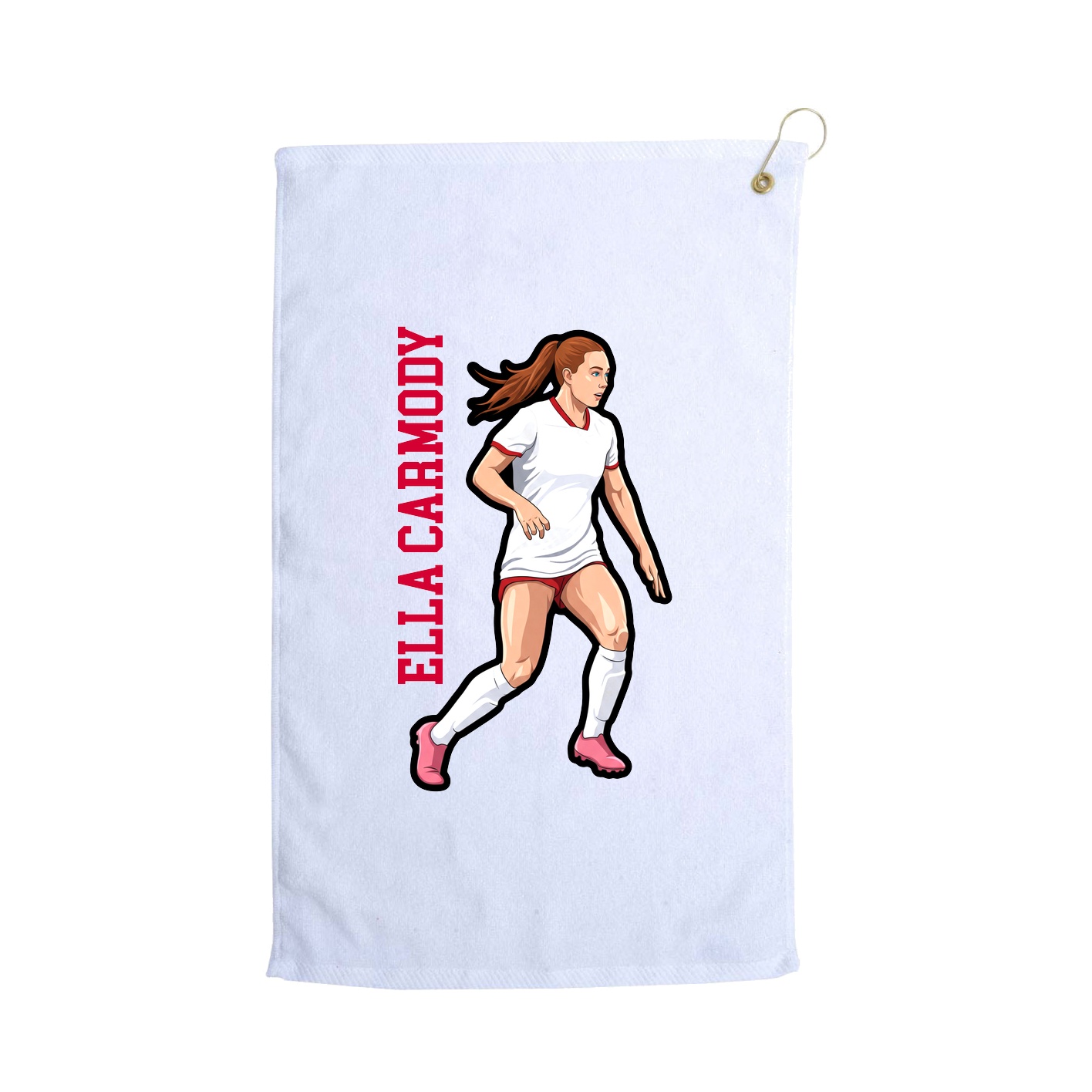 Golf Towel — Name Vertical in White
