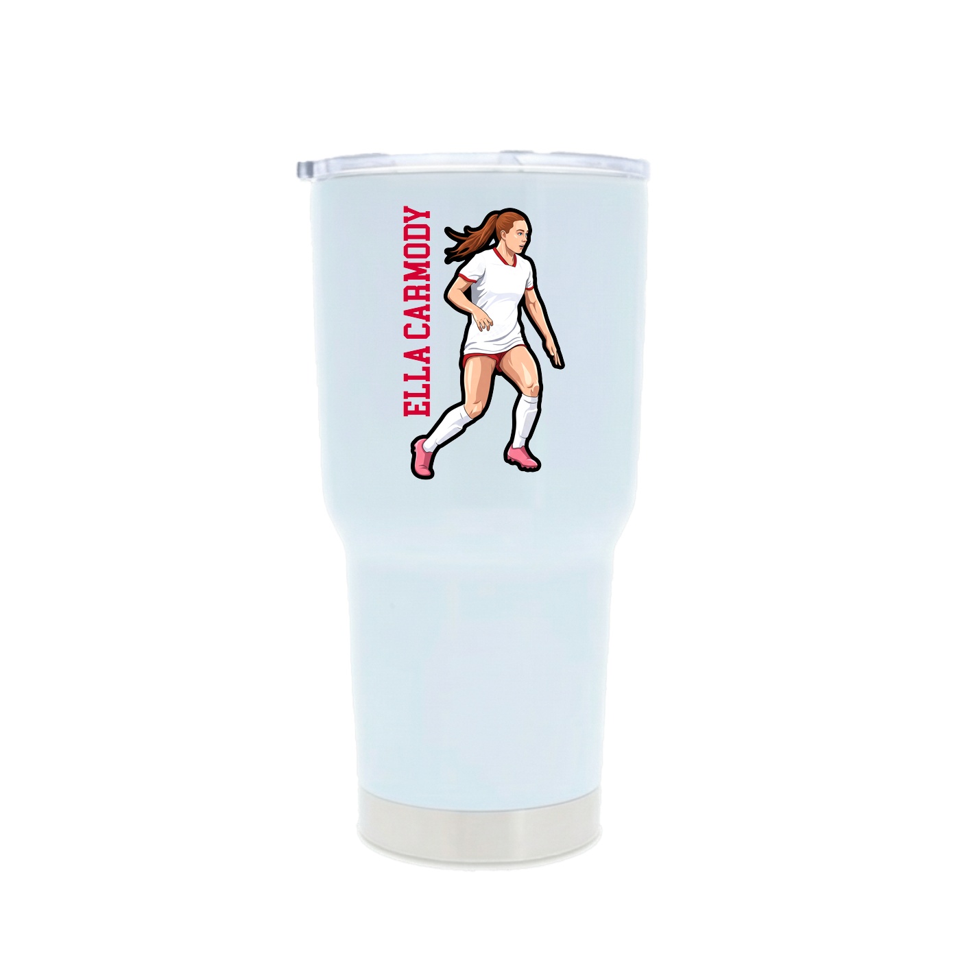 30oz Stainless Steel Tumbler — Name Vertical in White
