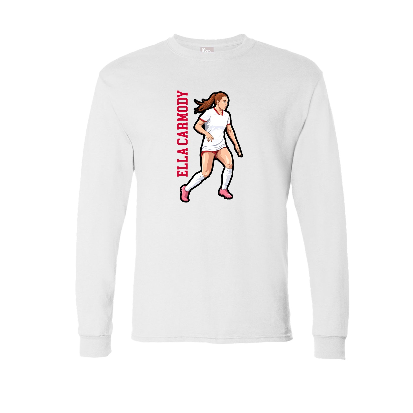 Long Sleeve Tee — Name Vertical in White