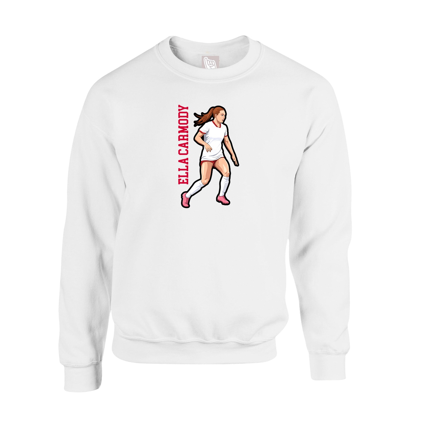 Fleece Crew — Name Vertical in White