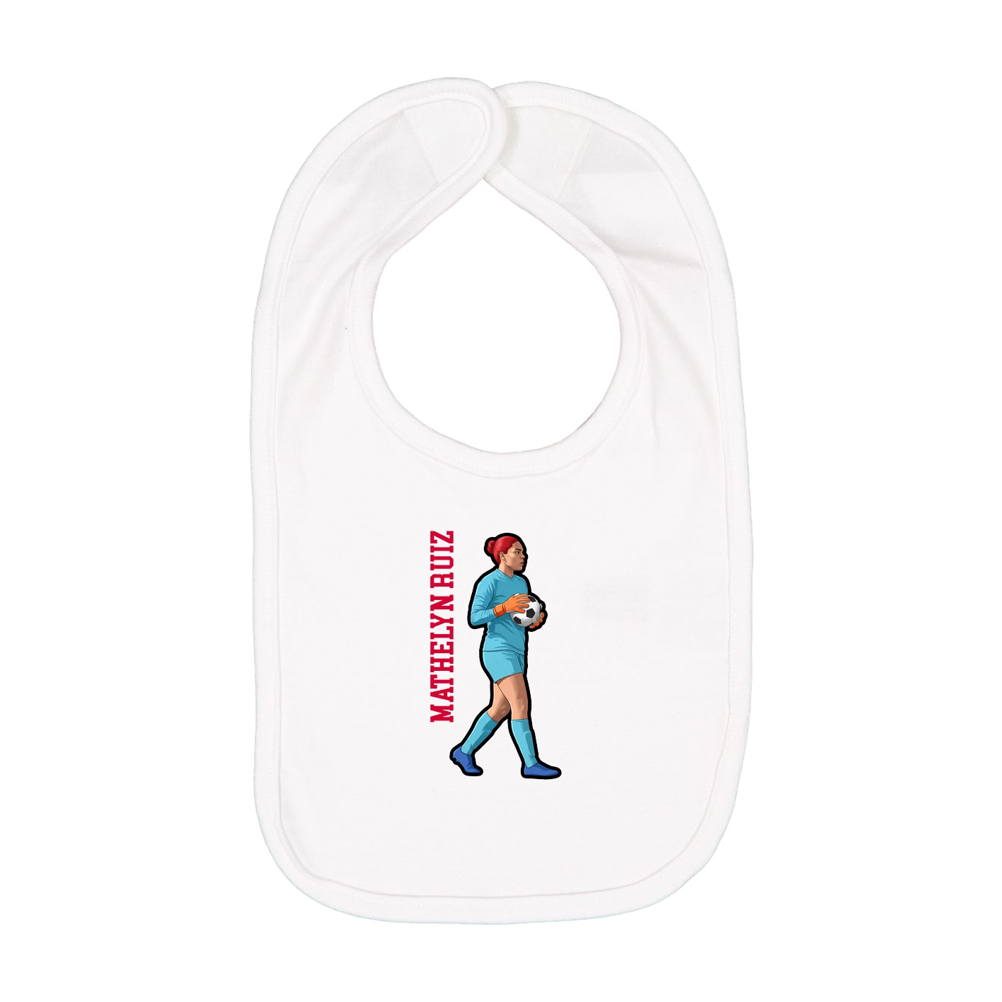 Infant Bib — Name Vertical in White