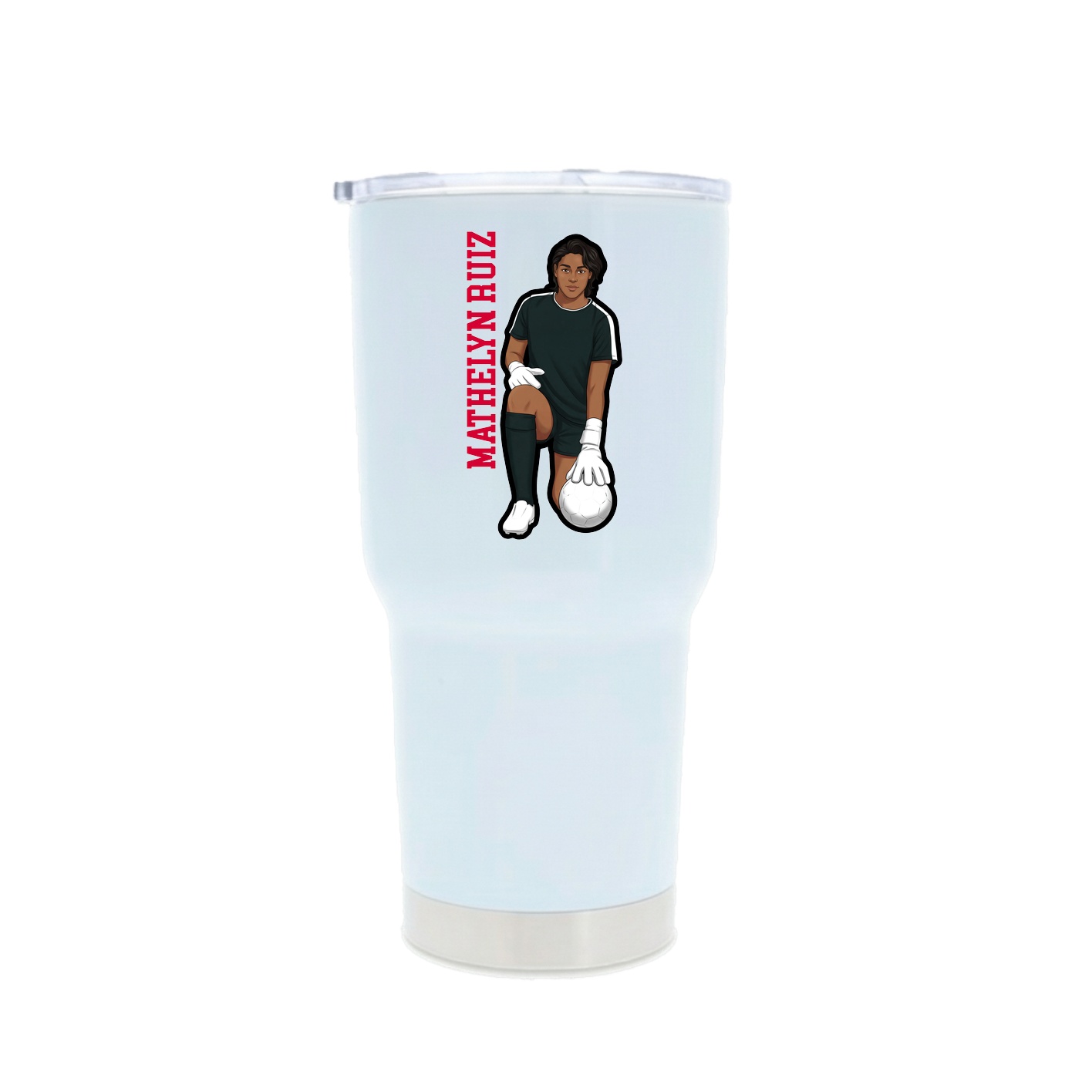30oz Stainless Steel Tumbler — Name Vertical in White
