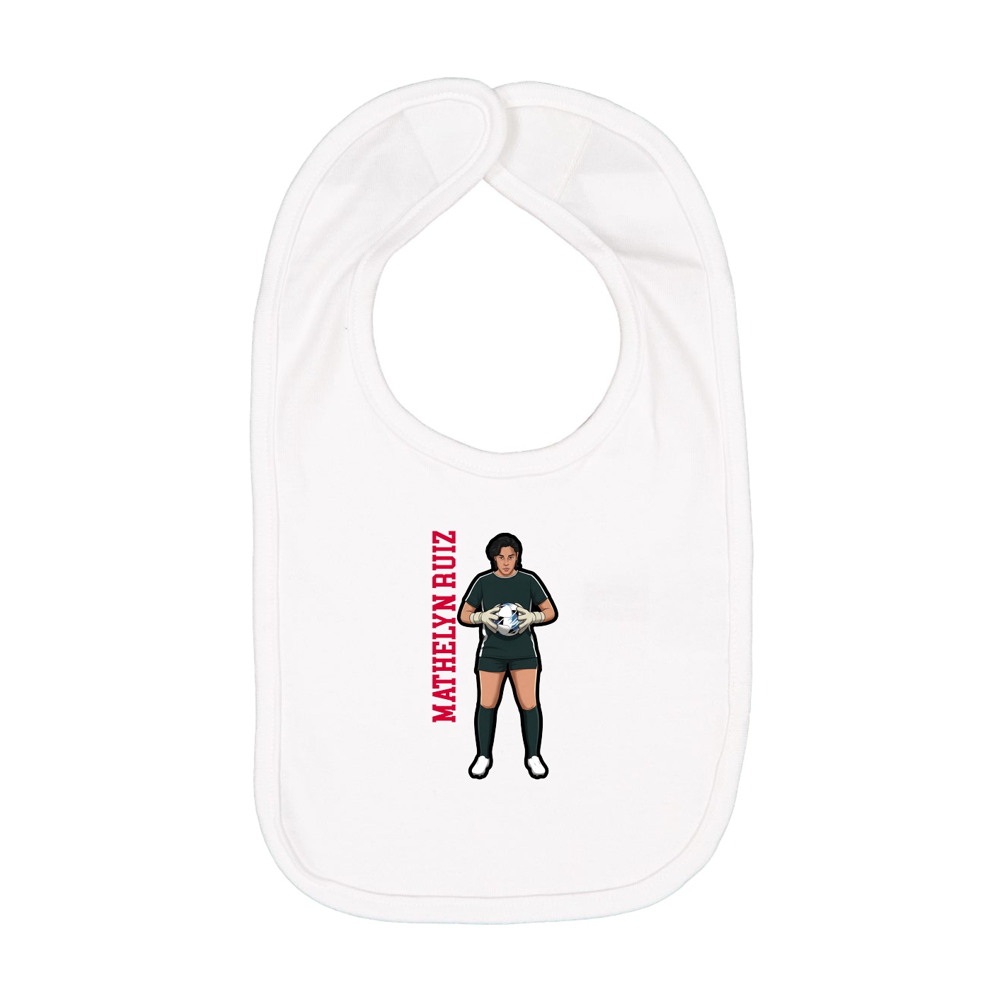 Infant Bib — Name Vertical in White
