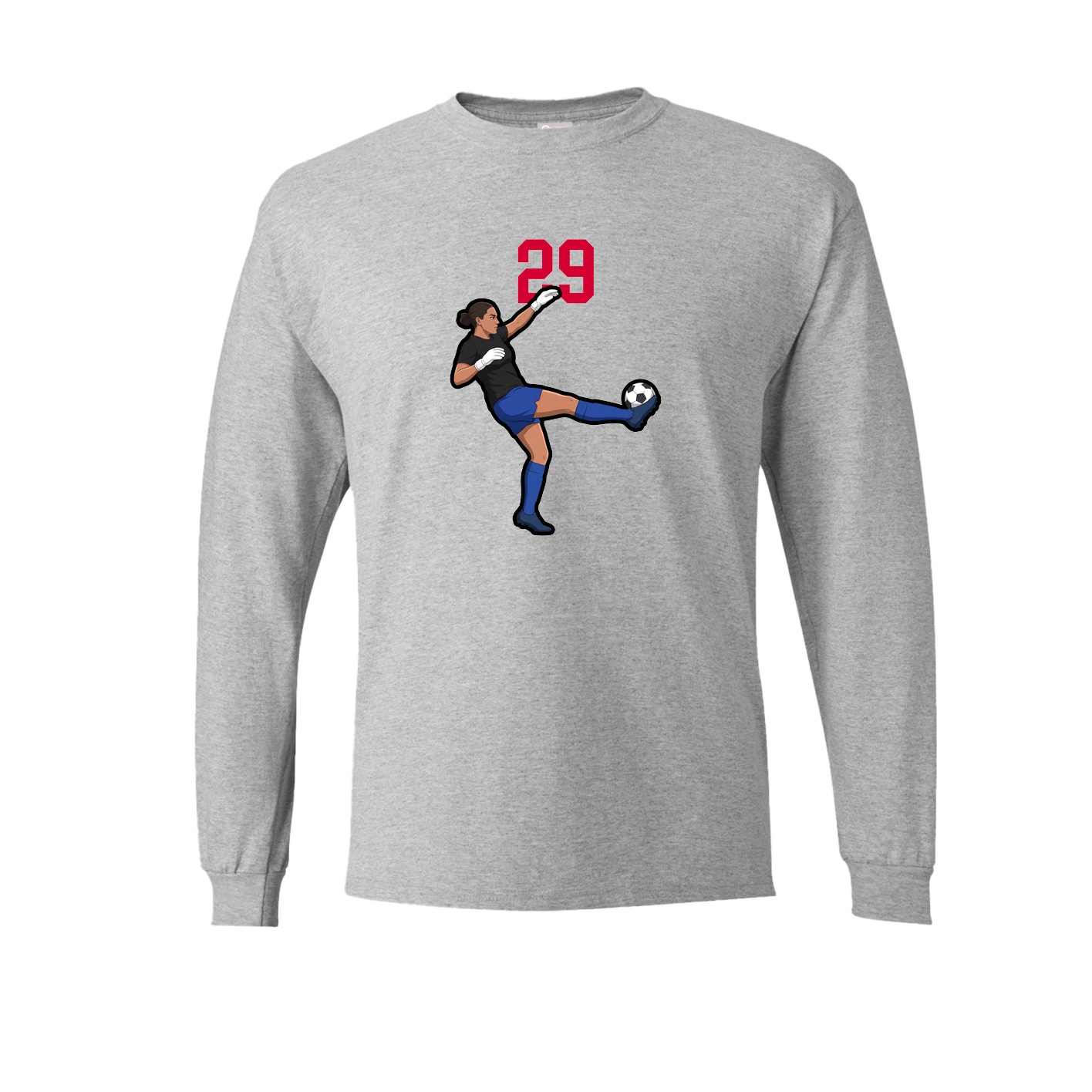 Long Sleeve Tee — Number Top in Grey