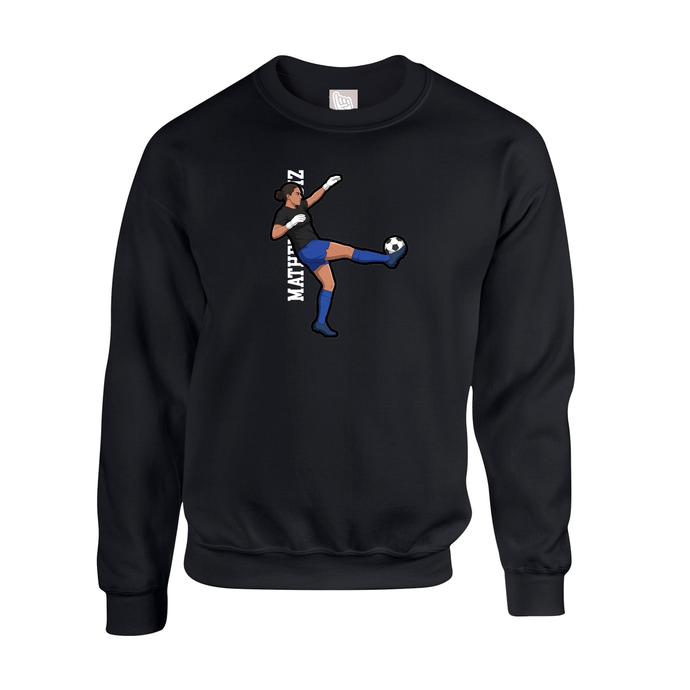 Fleece Crew — Name Vertical in Black