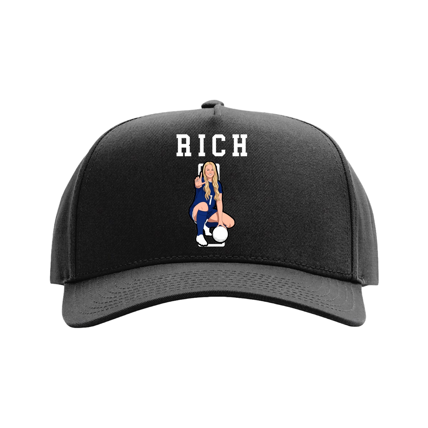 Full Fabric Five-Panel Champ Cap — Shirsey in Black