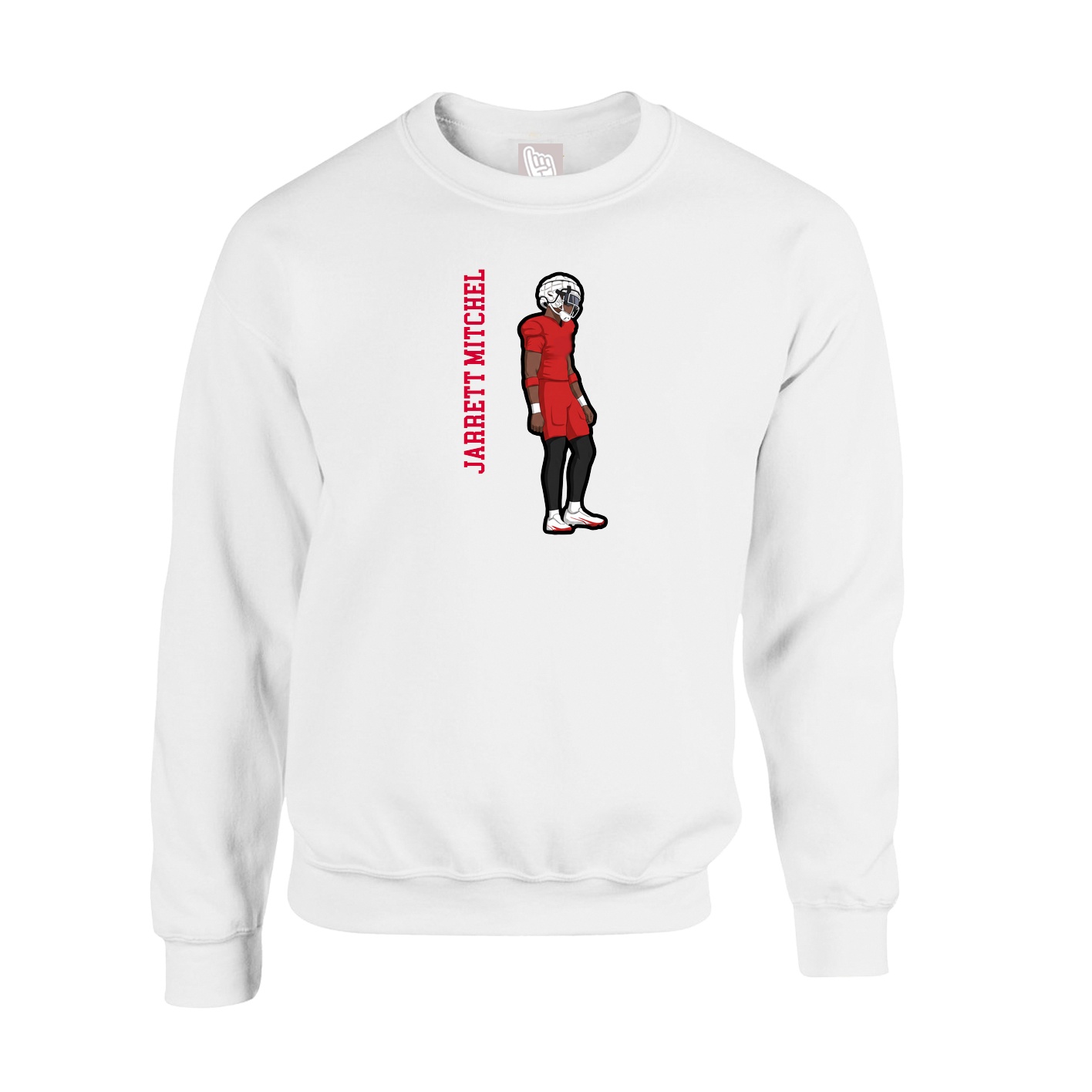 Fleece Crew — Name Vertical in White