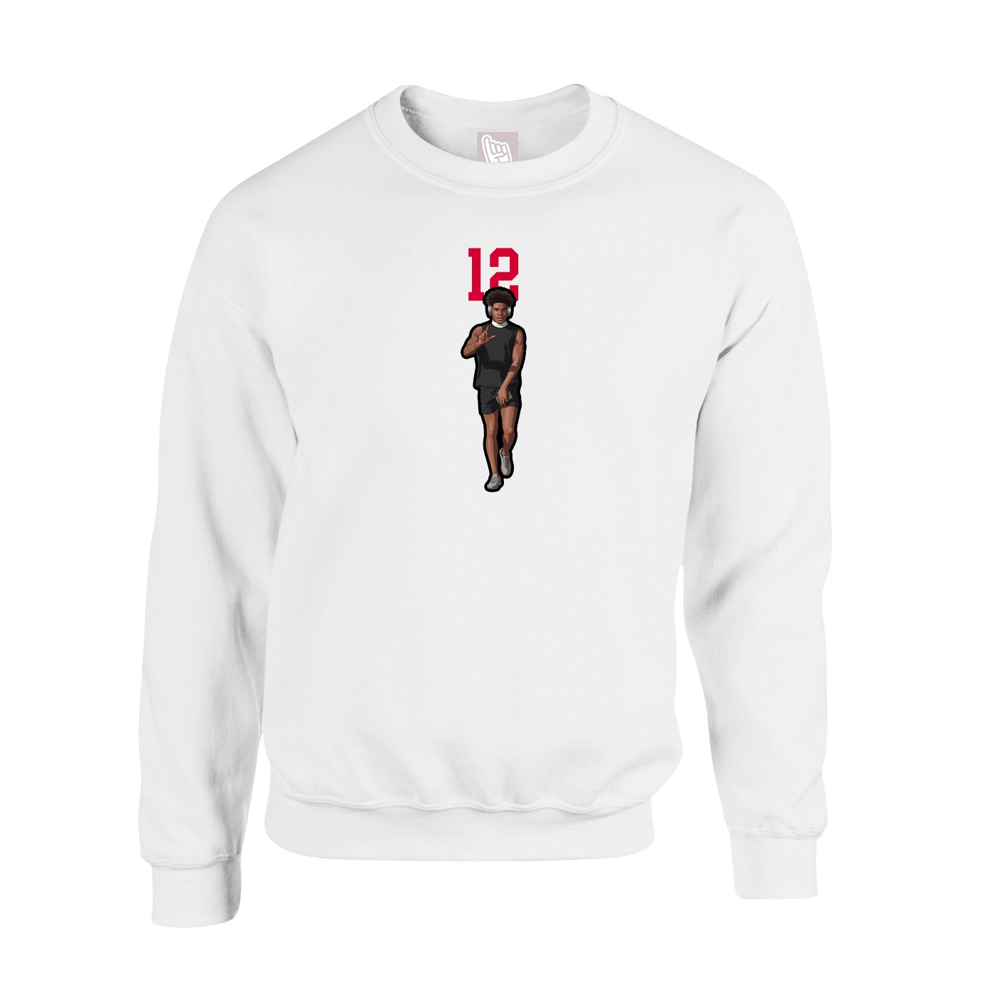 Fleece Crew — Number Top in White