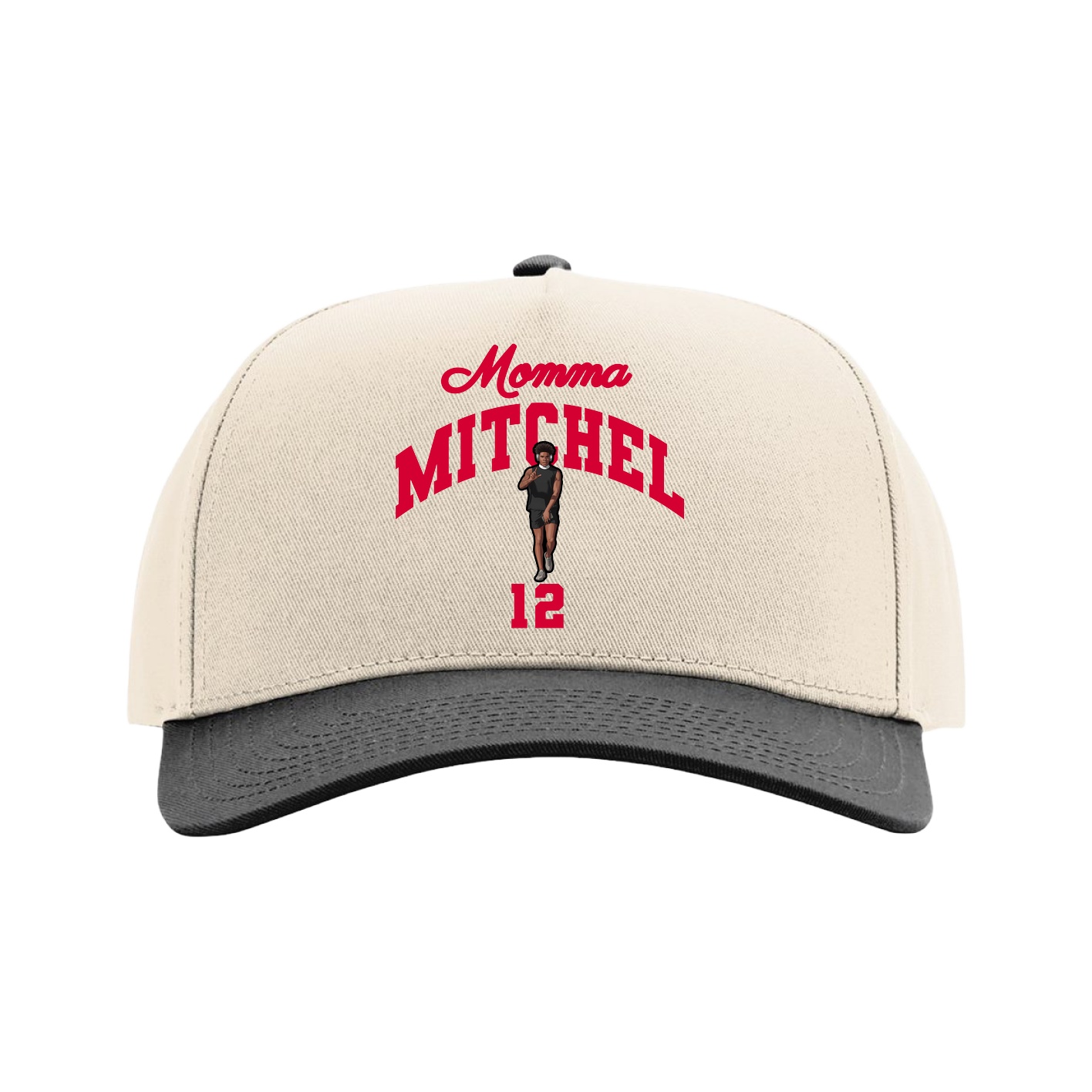 Full Fabric Five-Panel Champ Cap — Mothers Day Arch in Cream/Black