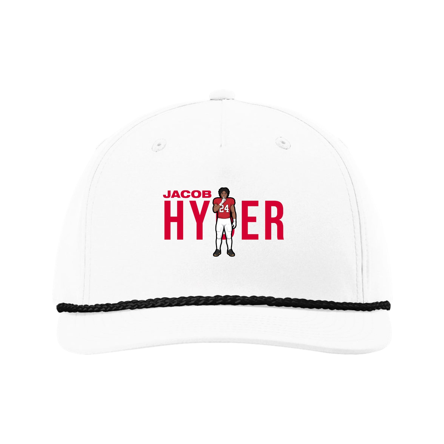 Five-Panel Classic Rope Cap — Player Name in White