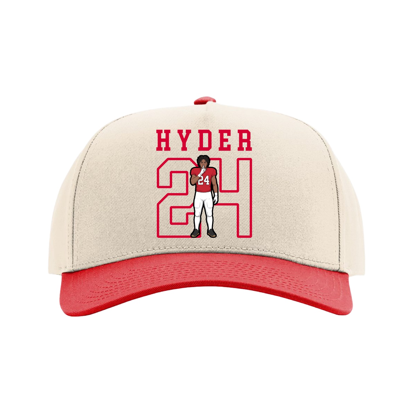 Full Fabric Five-Panel Champ Cap — Shirsey in Cream/Red
