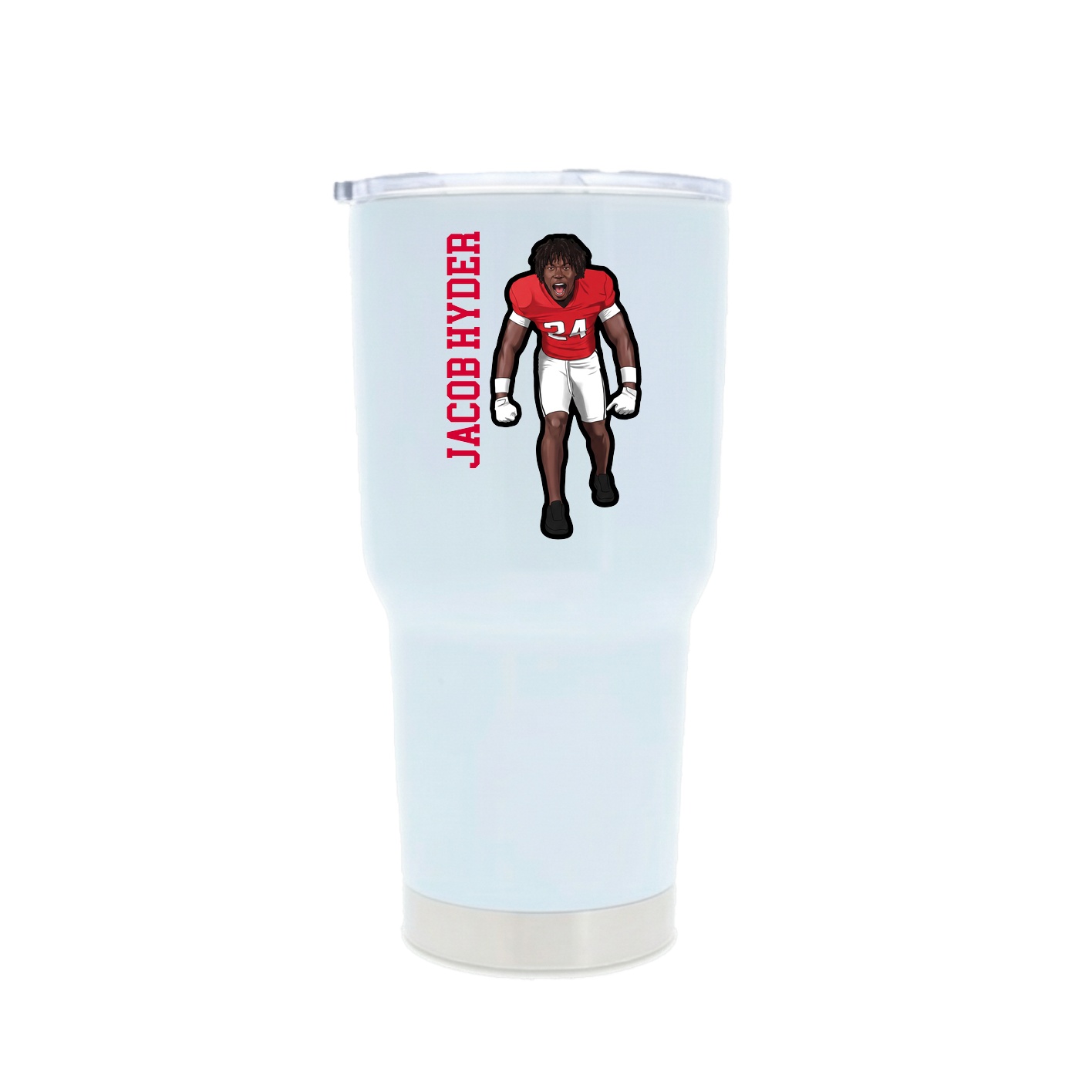 30oz Stainless Steel Tumbler — Name Vertical in White