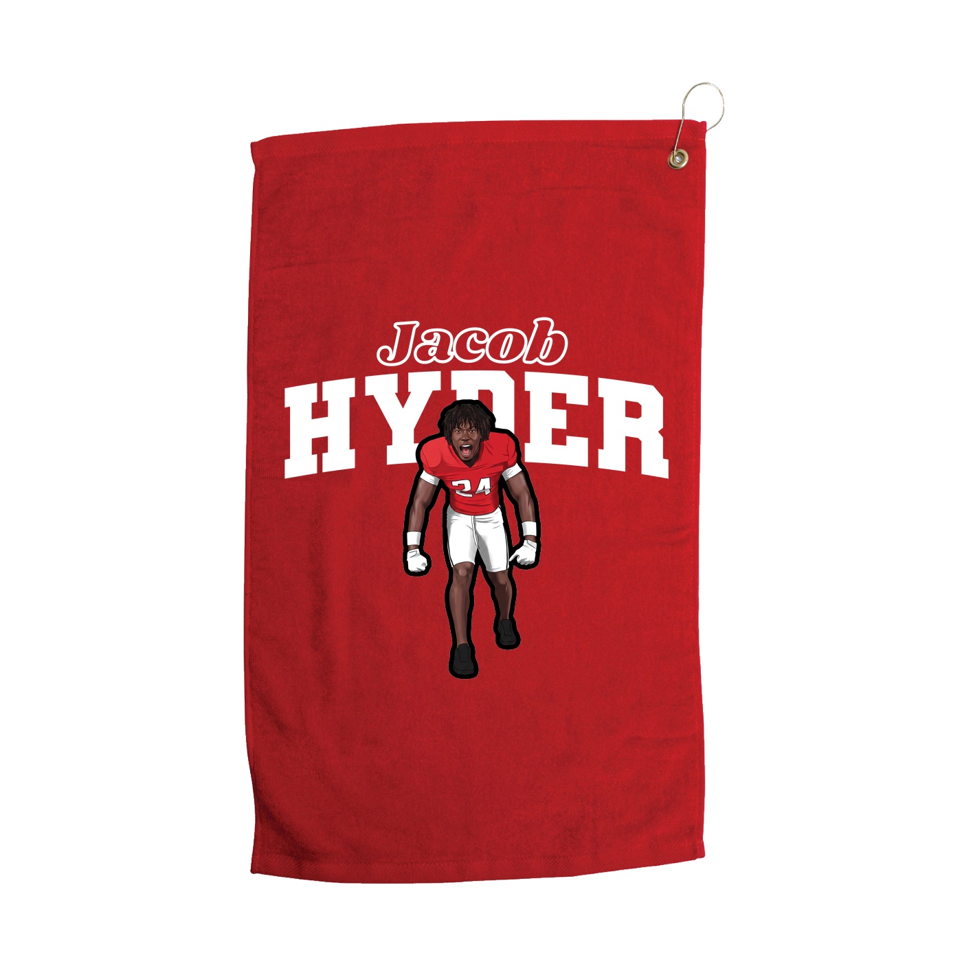 Golf Towel — Name Arch in Red