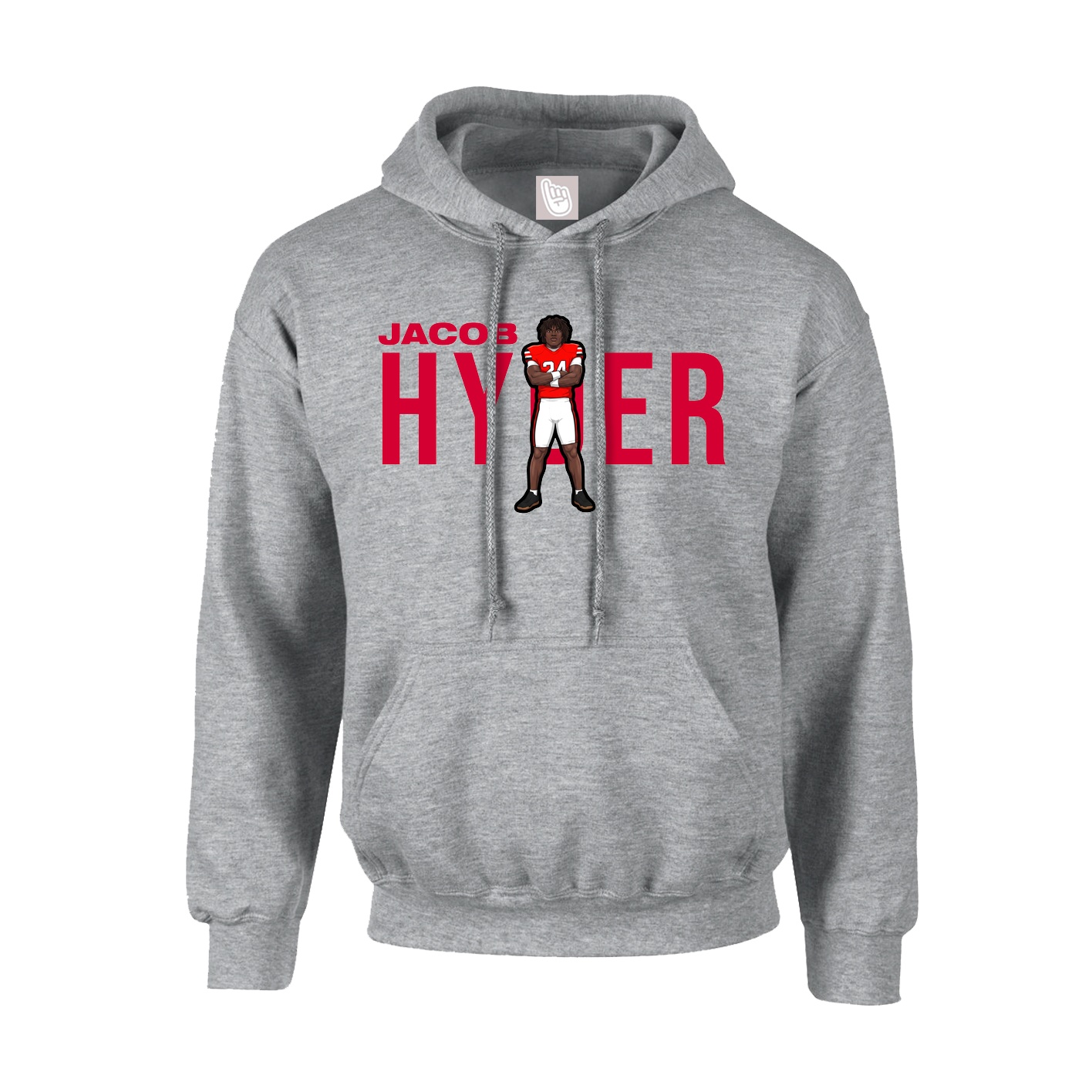 Youth Hoodie — Player Name in Grey