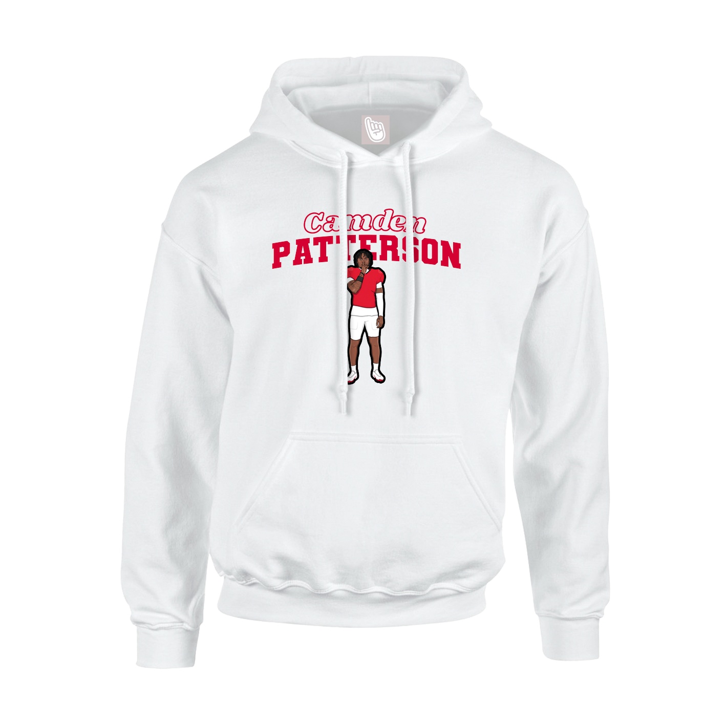 Youth Hoodie — Name Arch in White