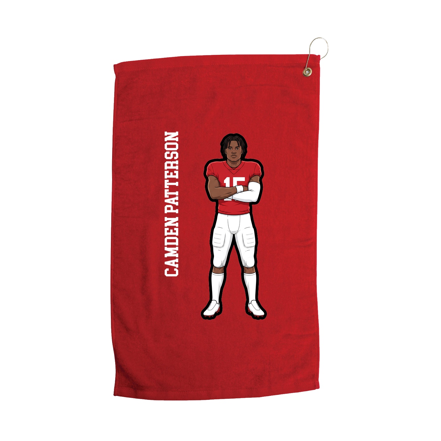 Golf Towel — Name Vertical in Red