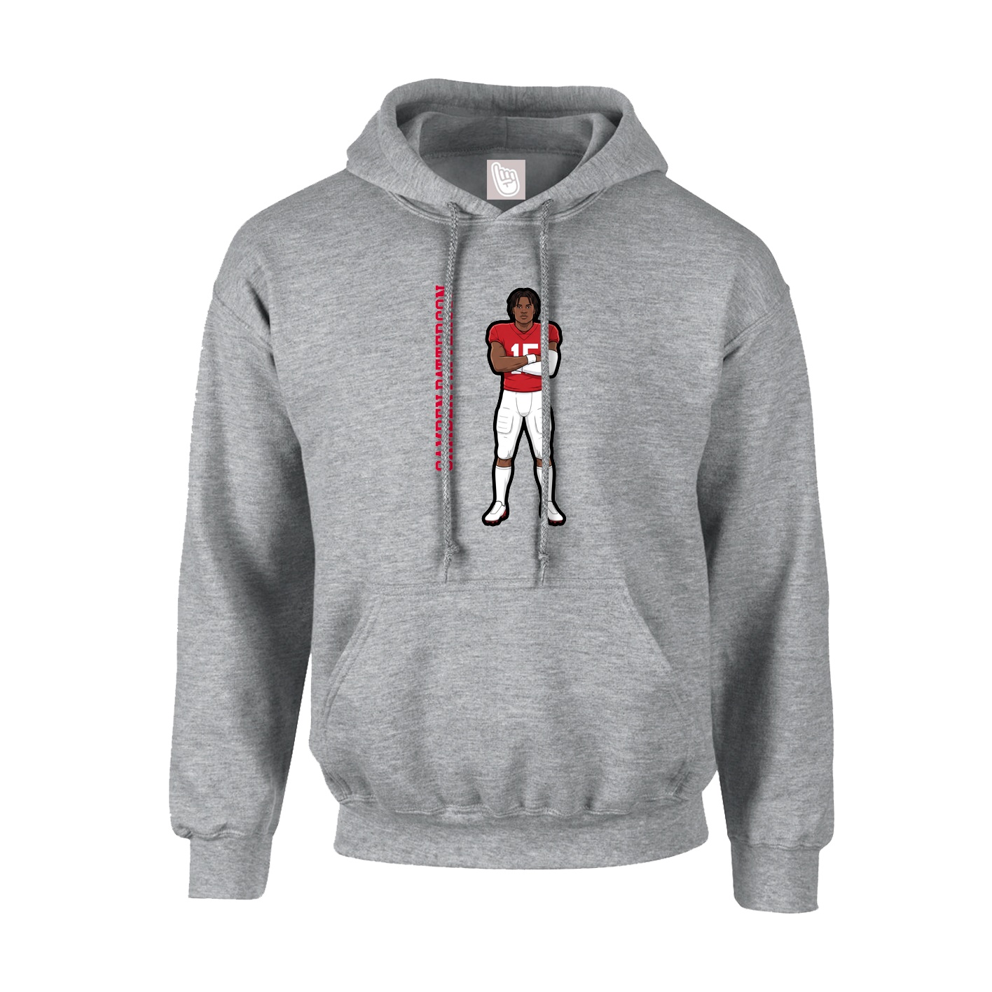 Youth Hoodie — Name Vertical in Grey