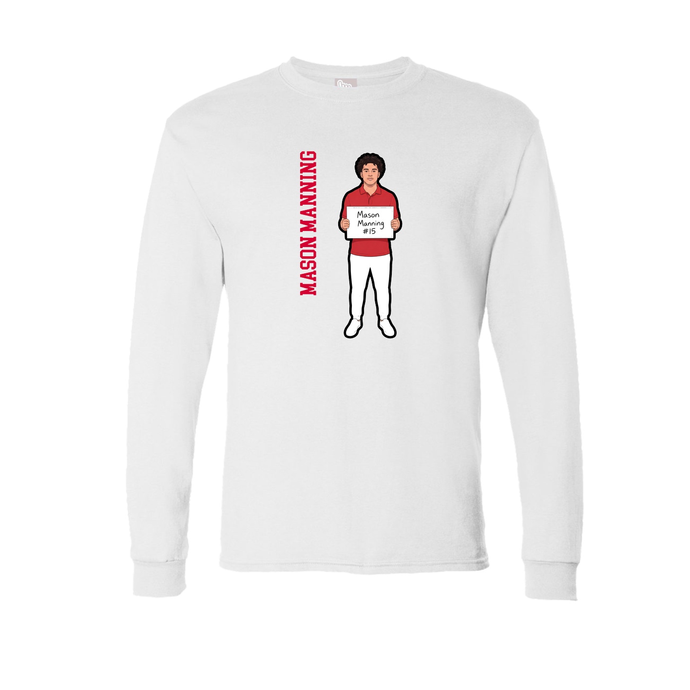 Long Sleeve Tee — Name Vertical in White