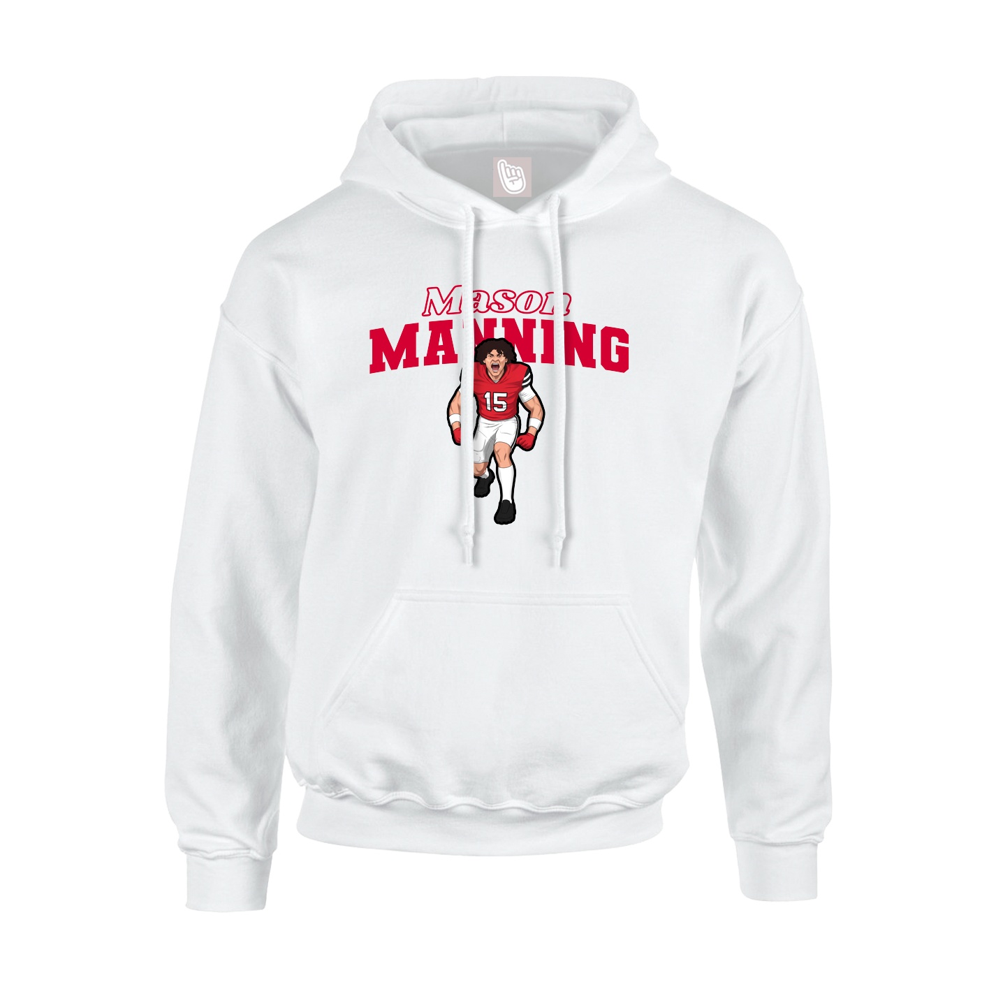 Youth Hoodie — Name Arch in White