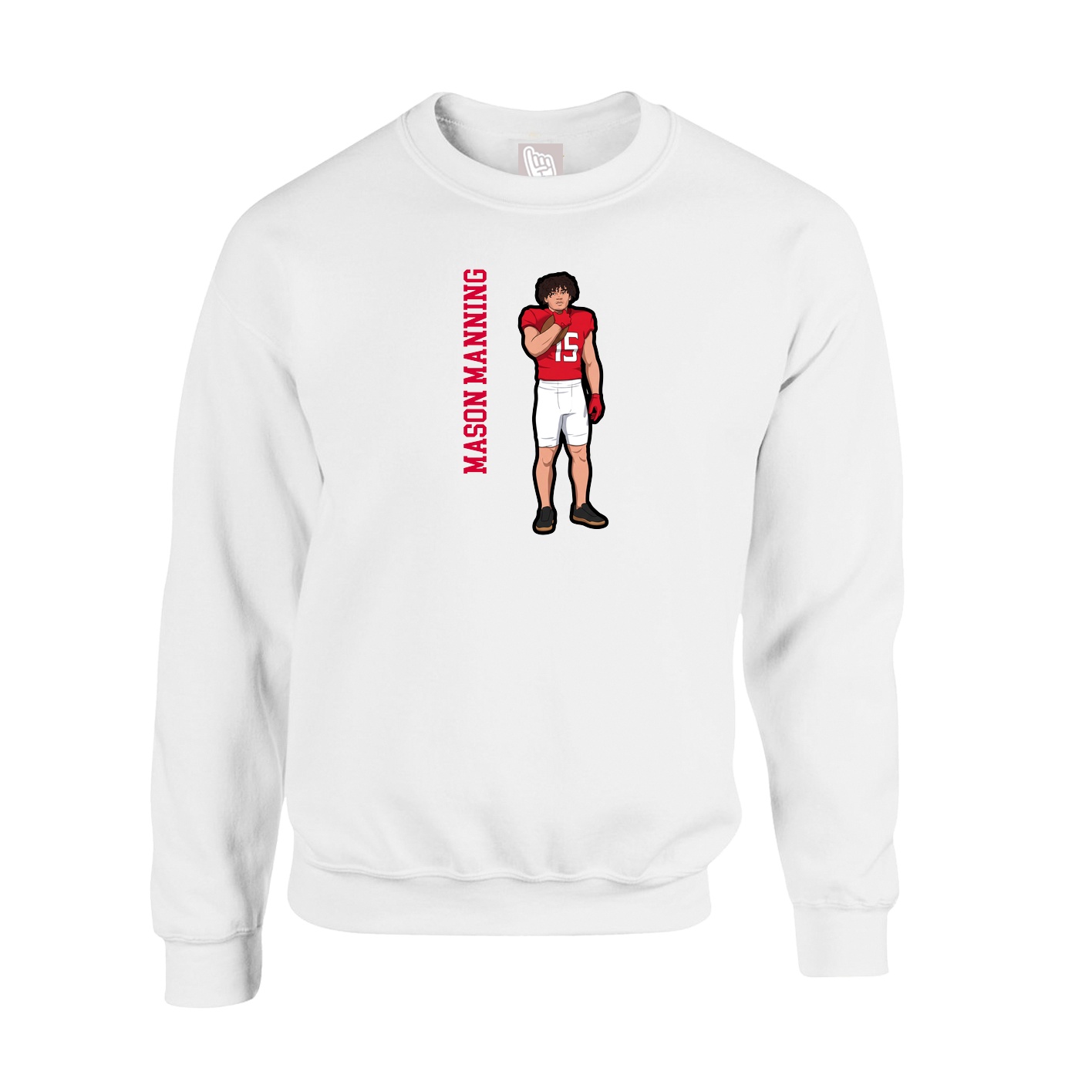 Fleece Crew — Name Vertical in White